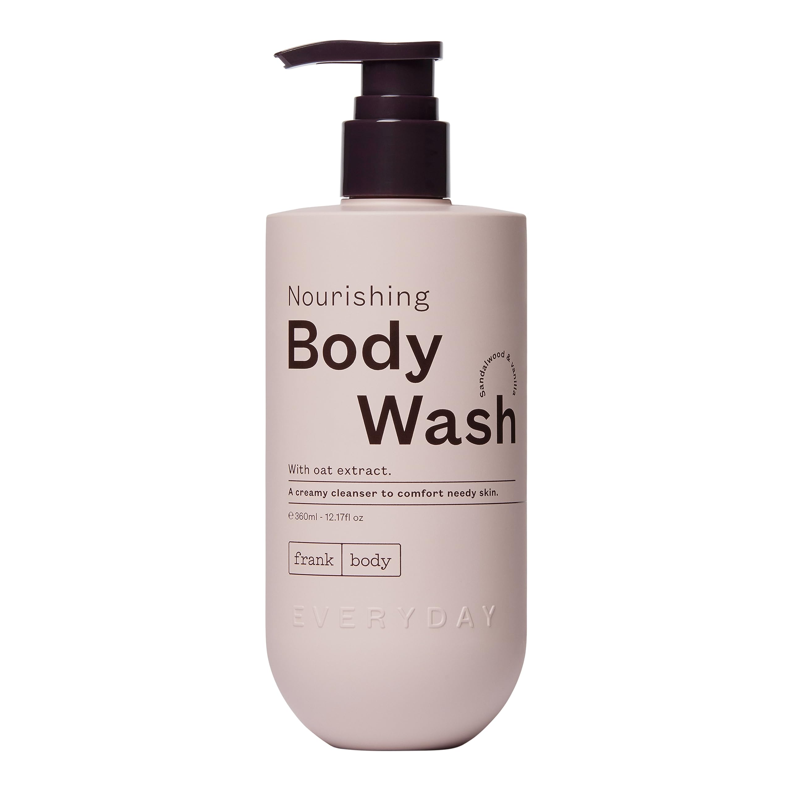 frank body Nourishing Body Wash | Vegan & Cruelty Free | Gentle and Soothing with Oat Extract, Avocado Oil and Squalene | Vanilla and Sandalwood Scent (360 mL/ 12.17 fl oz)